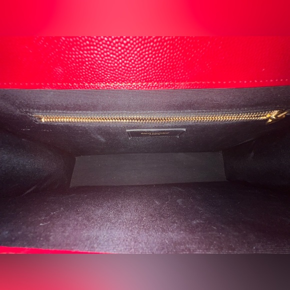 💄 YSL Grain De Poudre Matelasse Chevron Large Monogram Satchel Lipstick Red - Picture 12 of 13